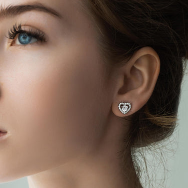 Silver Hearts Earrings - Sterling Silver Earrings For Women - Silver Stud Earrings Earrings Brother & Sisters